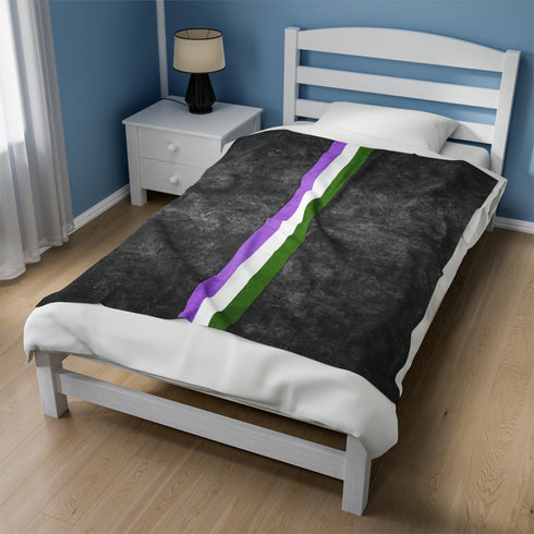 Grunge Genderqueer Pride Flag Stripe Velveteen Plush Blanket